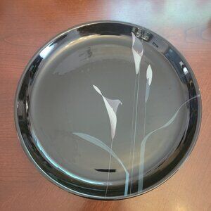 Mikasa Galleria Black Floral Platter 12" Handcrafted Japan Oven Safe